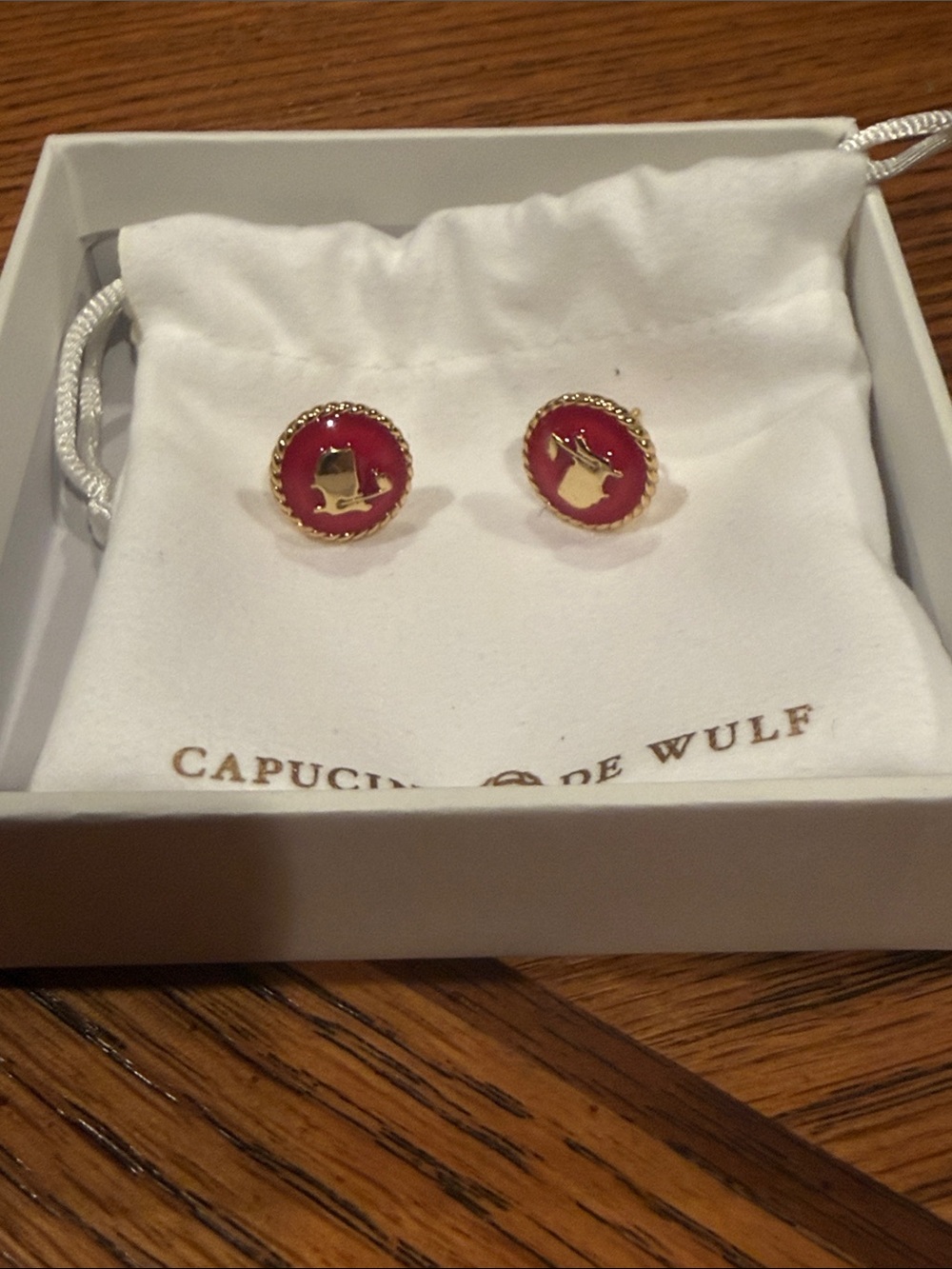 Augusta National Capucine De Wulf Pink Enamel Gold-Tone Stud Earrings